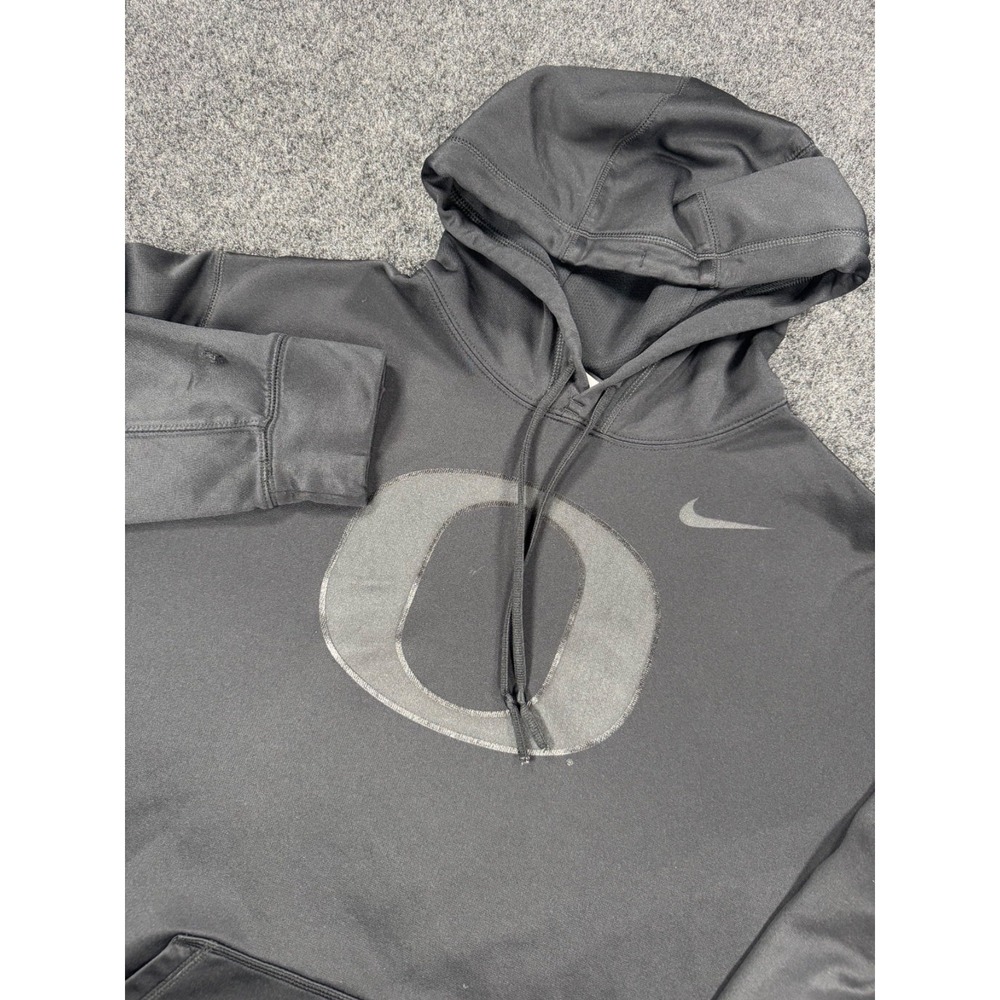 Nike Oregon Ducks Therma-FIT Hoodie Mens XL Black Big O Logo NCAA Pullover
